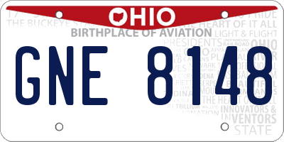 OH license plate GNE8148