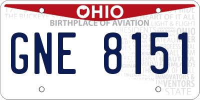 OH license plate GNE8151