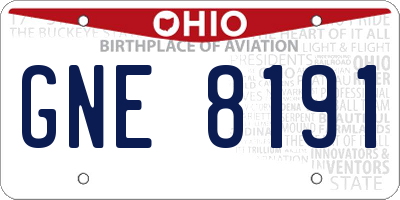 OH license plate GNE8191