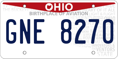 OH license plate GNE8270