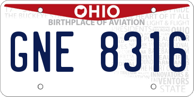 OH license plate GNE8316