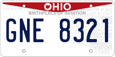 OH license plate GNE8321