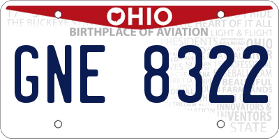 OH license plate GNE8322