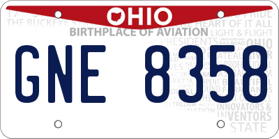 OH license plate GNE8358