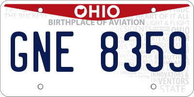 OH license plate GNE8359