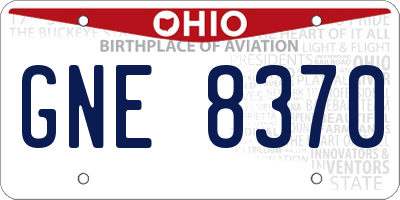 OH license plate GNE8370