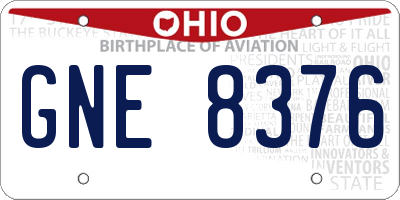 OH license plate GNE8376