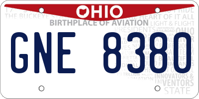 OH license plate GNE8380
