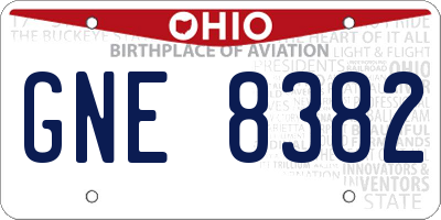 OH license plate GNE8382