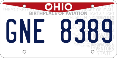 OH license plate GNE8389
