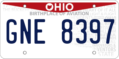 OH license plate GNE8397