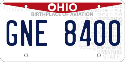 OH license plate GNE8400