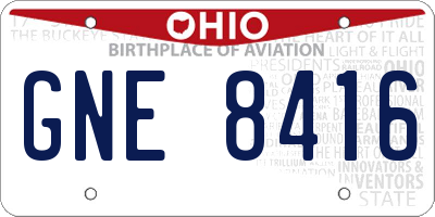 OH license plate GNE8416