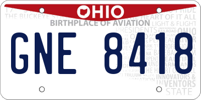 OH license plate GNE8418