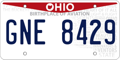 OH license plate GNE8429