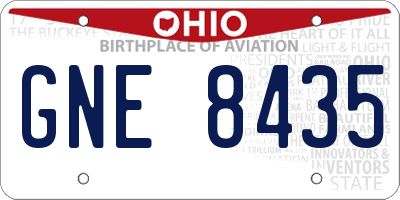OH license plate GNE8435