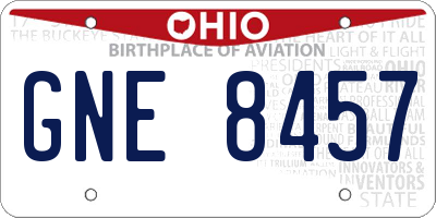 OH license plate GNE8457