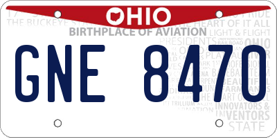 OH license plate GNE8470