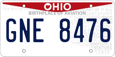OH license plate GNE8476