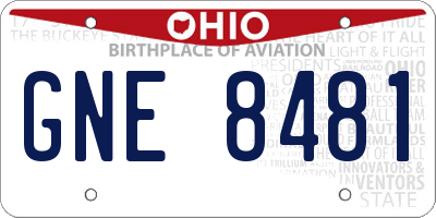 OH license plate GNE8481