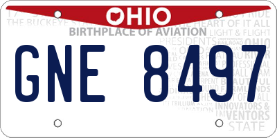 OH license plate GNE8497