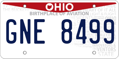 OH license plate GNE8499