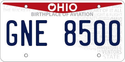 OH license plate GNE8500