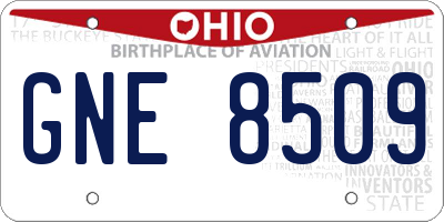 OH license plate GNE8509