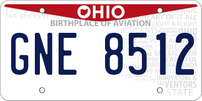 OH license plate GNE8512