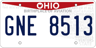 OH license plate GNE8513