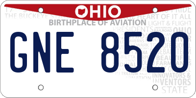OH license plate GNE8520