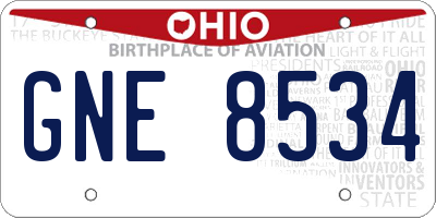 OH license plate GNE8534
