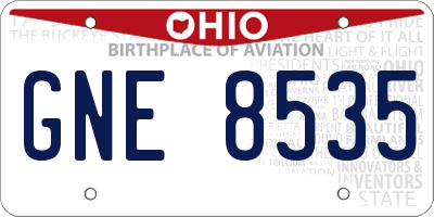 OH license plate GNE8535