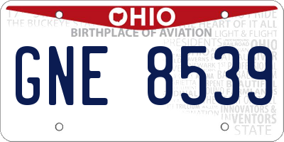 OH license plate GNE8539