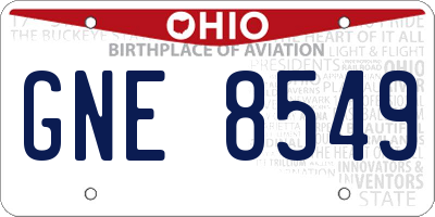 OH license plate GNE8549
