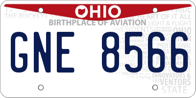 OH license plate GNE8566