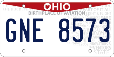 OH license plate GNE8573