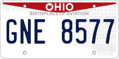 OH license plate GNE8577