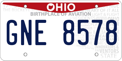 OH license plate GNE8578