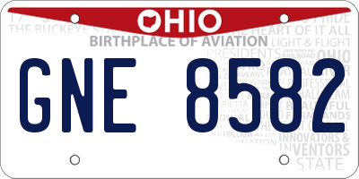 OH license plate GNE8582