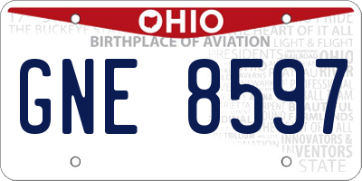 OH license plate GNE8597