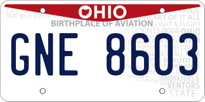 OH license plate GNE8603