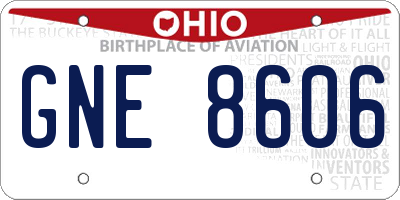 OH license plate GNE8606