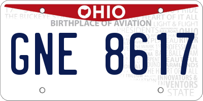 OH license plate GNE8617