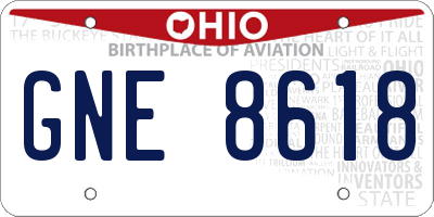 OH license plate GNE8618