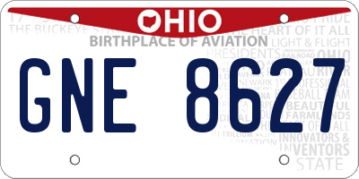 OH license plate GNE8627