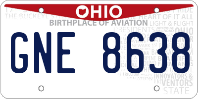 OH license plate GNE8638