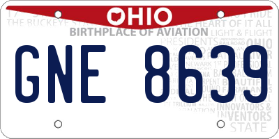 OH license plate GNE8639