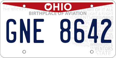 OH license plate GNE8642