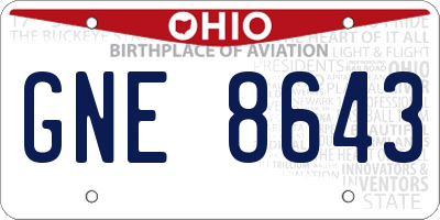 OH license plate GNE8643